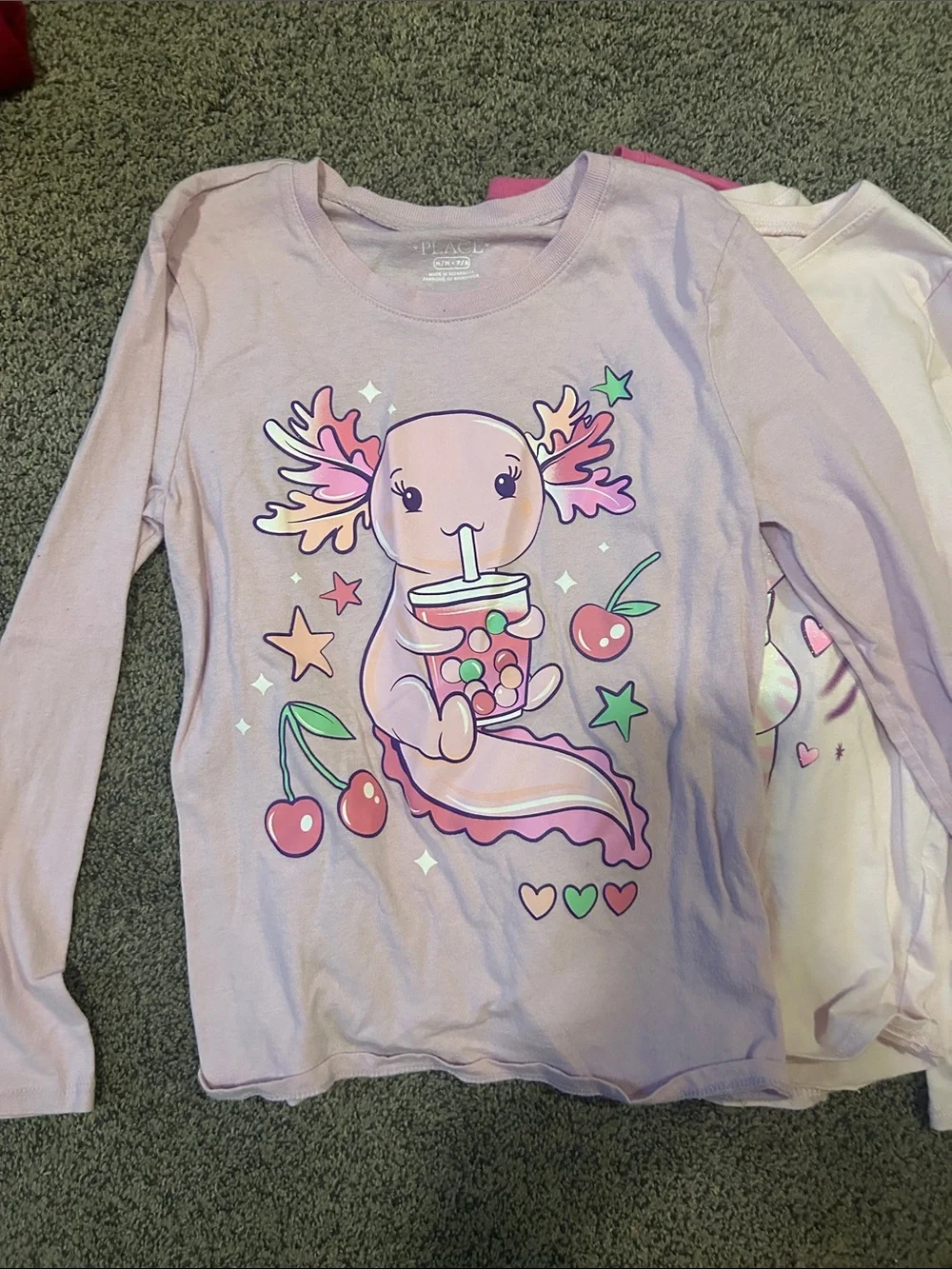 Kids Long Sleeve Pink Cat & Sweets Pajama Top - Girls
